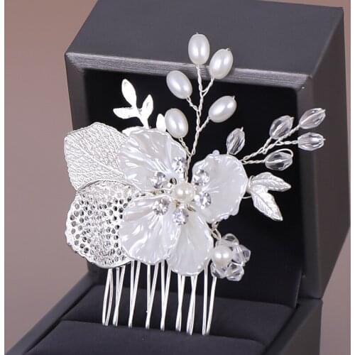 Small Size Leaf Shell Flower Hair Combs Women Bridal Hair Combs Jewelry Accessories Wedding Handmade Hair Ornament Decoration