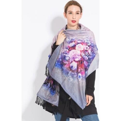 IANLAN 2019 Thickening Double-sided Printed Shawl Tassels Cashmere Scarf Wrap Women Fashion Leopard Pattern Warm Stole IL00093