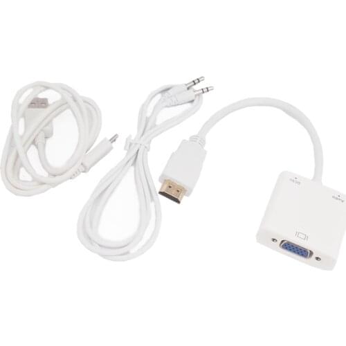 Free shipping HDMI to VGA converter line RASPBERRY PI video adapter cable contains audio interface and external power supply
