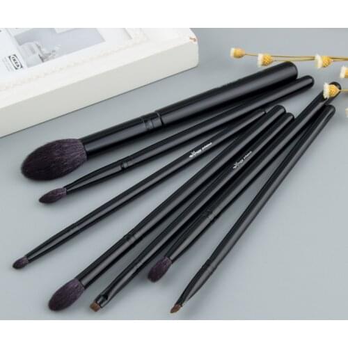 Anmor 7Pcs High Quality Goat Hair Make Up Brushes Set Wood Handle Brush For Makeup Eyeshadow Blending Shader Highlighter Tools