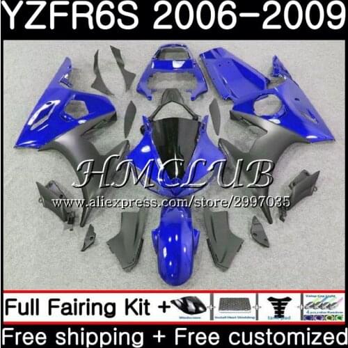 Bodys For YAMAHA YZF 600 YZF600 YZF R6S 2006 2007 2008 2009 23HC.5 Blue black YZF-600 YZFR6S YZF-R6S 06 07 08 09 Fairing Kit