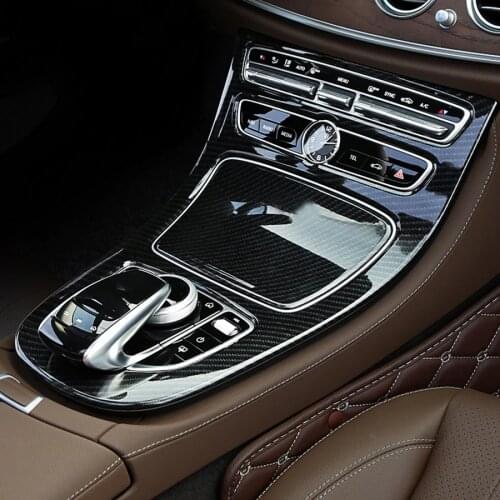 Carbon Fibre Console Gear Panel Trim Car Accessory For Mercedes Benz E W213 2016 2017 Car Styling