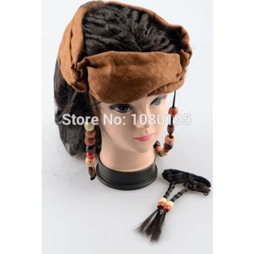 Halloween costume for men adult pirate captain jack sparrow wigs pirates of the caribbean cosplay Accessories female male