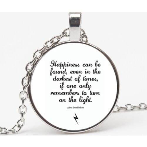 The hottest "happiness can be found" pendant necklace Dumbledore quote J K Rowling Porter charm gift jewelry pendant XKHLHJ