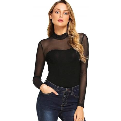 Hot Womens Mesh Bodysuit Leotard Thong Tops T-shirt Romper Womens Jumpsuit Summer 2021 Women Clothing