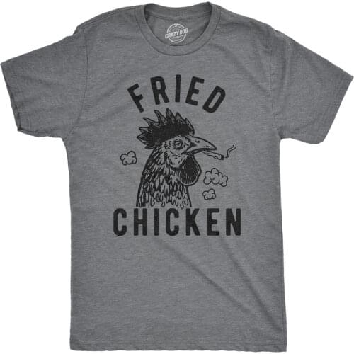 Mens Fried Chicken Tshirt Funny 420 Mari Graphic Novelty Tee (Dark Heather