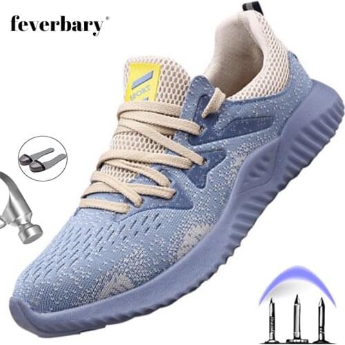 Mens Lightweight Work Trainer Boots Breathable Steel Toe Cap Safety Shoes Anti-smashing Stab Shoes Hiking Shoes