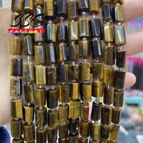 Natural Faceted Tiger Eye Stone Beads Cylinder Spacer Bead For Jewelry Making DIY Charms Bracelet Necklace Accessories 15"strand