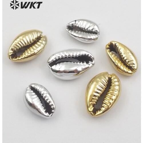 WT-JP058 WKT Small size natural cowrie shell with gold/silver plated random size for women jewelry accessories making