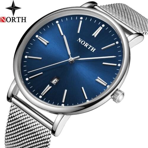NORTH Luxury Brand Men Fashion Casual Watches Mesh Belt Business Quartz Watch Men Sport Waterproof Wristatches Relogio Masculino