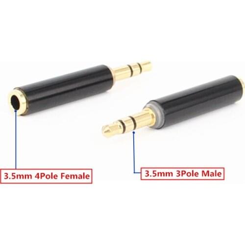 Gold 3.5mm 3Pole Male to 3.5mm 4Pole Female Audio Plug Jack Adapter Connector Adapt