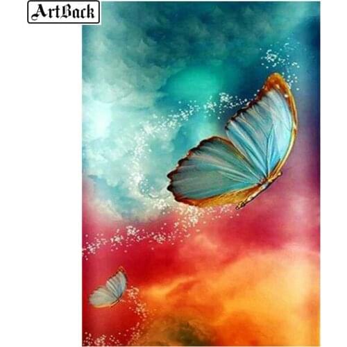 Full square 5d diy diamond painting butterfly sticker diamond mosaic art round diamond embroidery home decoration
