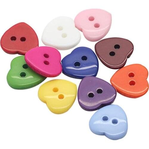 Hot 100Pcs/Lot Plastic Heart Shaped Buttons Mixed Color Diy Making Made Fastener Snap Supplies Hand Button For Jewelry Mate