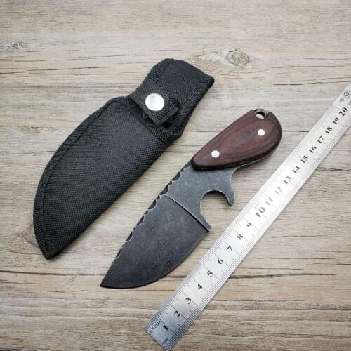 Dropshipping stone wash survival knife fixed blade straight knife camping camping knife mini outdoor defense hunting knife