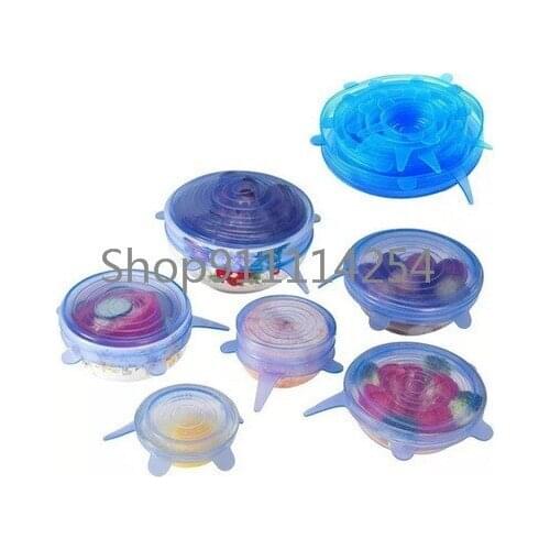 6 Pcs/Set Reusable Silicone Stretch Lids Universal Lid Bowl Pot Lid Silicone Cover Kitchen Cooking Food Fresh Bowl Cover