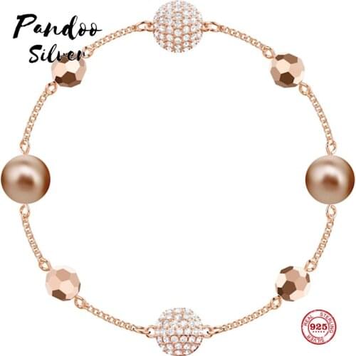 PANDOO Fashion Charm Pure 925 Silver Original 1:1 Copy, Invisible Magnetic Buckle Elegant Bracelet Female Luxury Jewelry Gifts