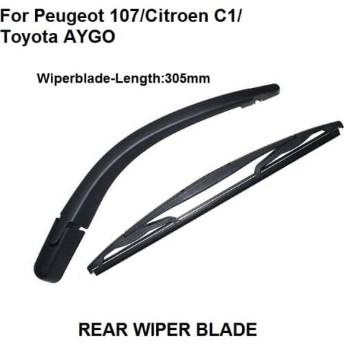 Rear Wiper Blade For Peugeot 107 For Citroen C1 For Toyota AYGO 2005- Rear Window Windshiel Wiper Arm+Blade 305mm