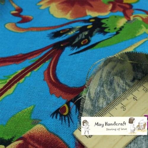 50x140cm Soft Linen Cotton Fabric Blue Flowers Printed Fabrics for Sewing Clothes Garments Dress Curtain Decorations1Pcs/Lot