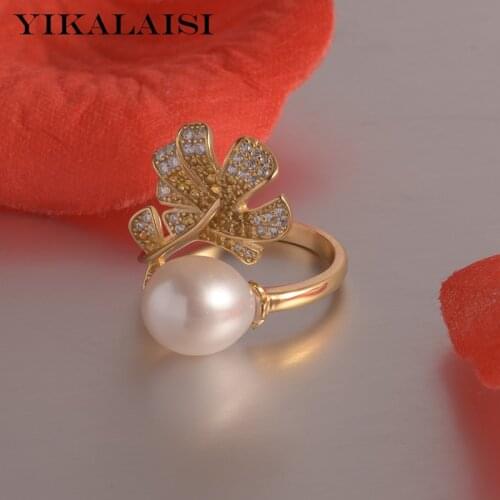 YIKALAISI 925 Sterling Silver Rings Jewelry For Women 9-10mm Drop Shape Natural Freshwater Pearl Rings 2021 Fine New Wholesales