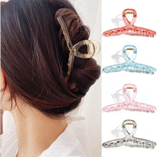 New Women Elegant Colorful Transparent Plastic Hair Claws Back Long Hair Holder Headband Hair Clip Fashion Hair Accessories