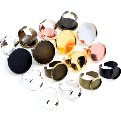 14//18/20/25mm 8 Colors Bronze Silver Plated Brass Adjustable Ring Setting Blank/Base,Fit 14-25mm Glass Cabochons;Ring Bezels