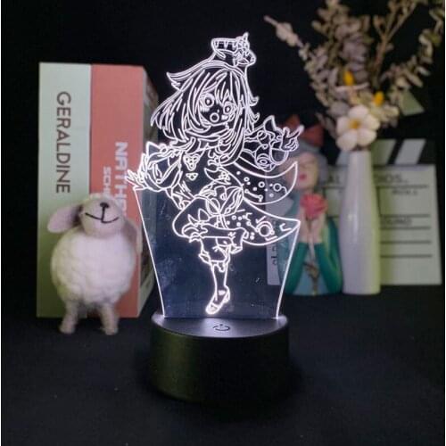 16-Color Portable Night Light LED Anime Fans Room Decor 3D Desk Lamp with Lava Base Genshin Impact Nightlight Color Changing