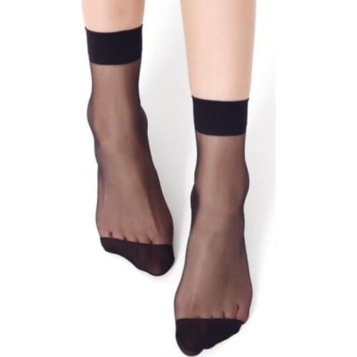 20pcs=10 Pairs Summer Bamboo Female Short Socks Womens Thin Non-slip Breathable Smooth Crystal Transparent Silk Girl Ankle Sock