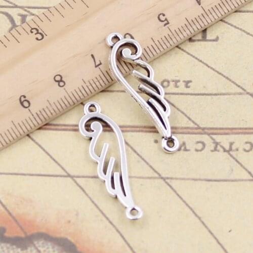 20pcs Charms Angel Wings Connector 32x10mm Antique Silver Color Pendants Making DIY Handmade Jewelry Factory Wholesale