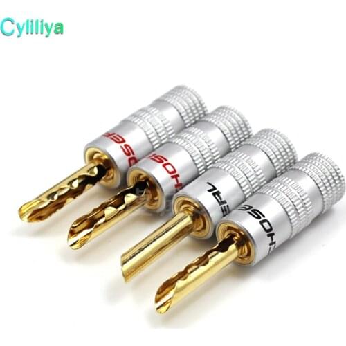 200pcs 24K Gold Plated Audio Nakamichi BFA Silent Wire Tube Banana Speaker Plug Connector Screw Cable & Wire