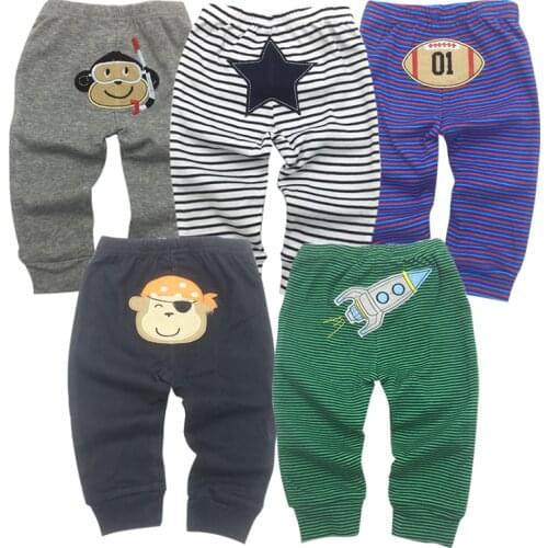 5pcs/lot PP Pants 2021 Baby Fashion Model Babe Pants Cartoon Animal Printing Baby Trousers Kid Wear Baby Pants 0-24M