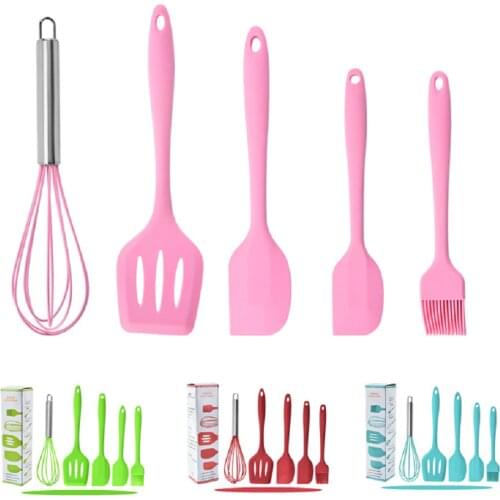 5pcs Silicone Kitchen Gadget Device Sets Accessories Heat Resistant Kitchenware Non-Stick Cooking Utensils Baking Tools Kits