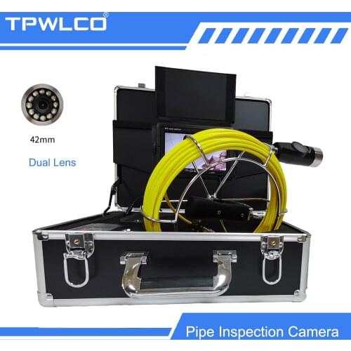 7inch Monitor Pipeline Endoscope Inspection Underwater Industrial Sewer Drain Video Snake Camera with 42mm Dual Lens 20m Cable