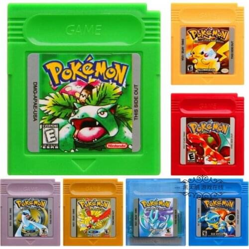 7 style Video Game for 16 Bit Cartridge Pokemon Game Console Card Series Blue Green Silver Crystal Yellow Red Golden Version toy