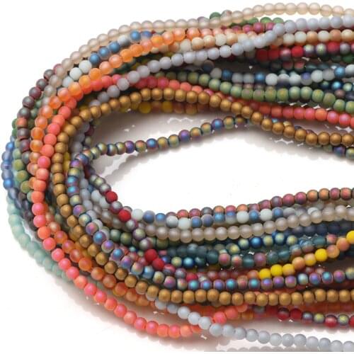 740pcs Glass Matte Beads Round 2mm Light Ball Faceted Spacer Loose Small Beads Crystals For Handicrafts Accessories Wholesale