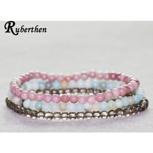 Ruberthen Hot Sale Smoky Quart z Bracelet Rhodonite Bracelet Amazonite Mini Gem Stone Energy Bracelets