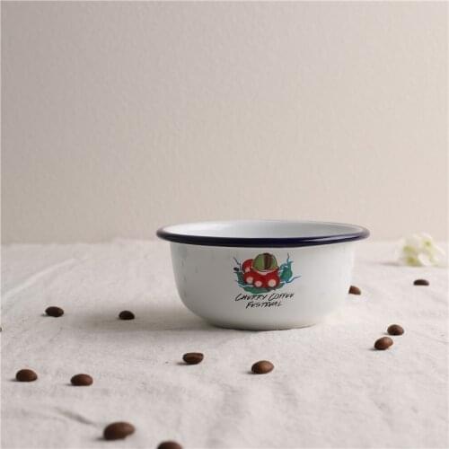 Japanese Style Classic Retro Nostalgic Childrens Bowl Thickened Enamel Salad Bowl Popcorn Dessert Bowl