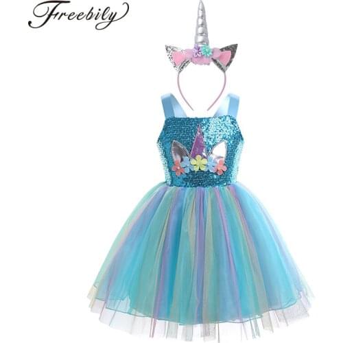 Kids Girl Cartoon Animal Cosplay Dress Sleeveless 3D Flower Mesh Tutu Dress Hair Hoop Set Child Halloween Party Costume Dress Up