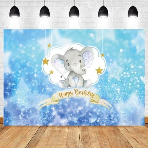 Yeele Photozone Baby Shower Backdrop Props Elephant Birthday Party DEcpr Glitter Star Background Photographic Photography Studio