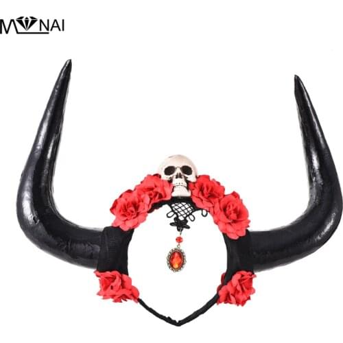 Steampunk Restyle Gothic Goth Antler Roses Skull Headband Hair Witch Burlesque New Cosplay Party Accessories Fancy Dress Costume