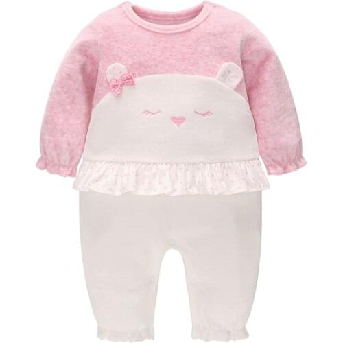 Vlinder Baby Girl Rompers baby Clothes girl Spring Autumn lovely Bear Cotton Pink jumpsuits 3M~24M infant jumpsuits