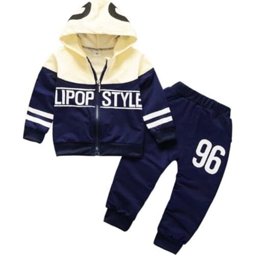 BabyBoy Girl Clothing Set High Quility Cotton Kids Toddler Clothes Letter Hooded Suit Boy Infant Long Sleeve 1-4Years Autumn f