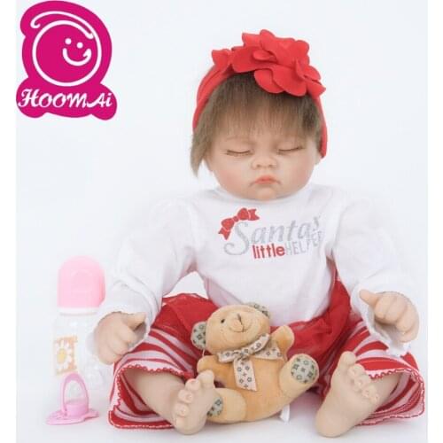 18" New Style Cute Baby Bebe Reborn Doll Lifelike Sleeping Newborn Baby Closed Eyes Doll For Kids Fashion Birthday Gift 45CM