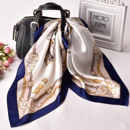 100% Real Silk Square Neckerchief Women 2021 Bufanda Print Bandana Ladies Pure Silk Small Headscarf 53x53cm Square Silk Scarf