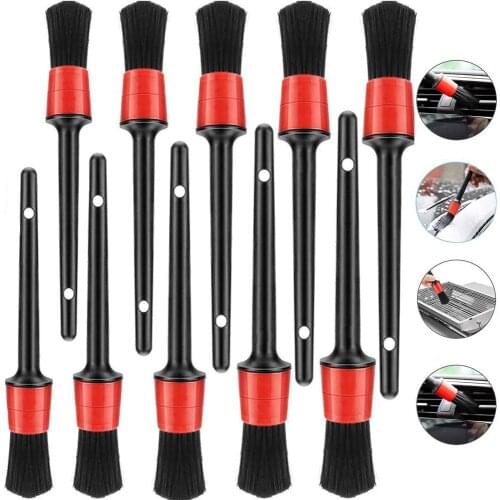 10pcs Detailing Brush Set Fiber Plastic Handle Automotive Detail Brushes for Car Cleaning Car Accessories