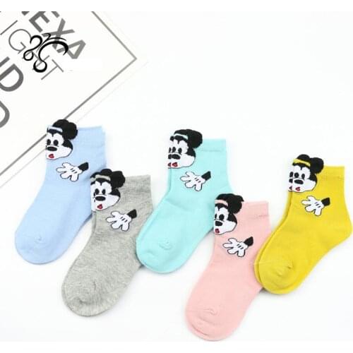 5pairs/lot Breathable Cotton Socks Childrens Ankle Short Sock Cartoon Disney Mickey Baby Girls Boys Boat Socks Spring Summer