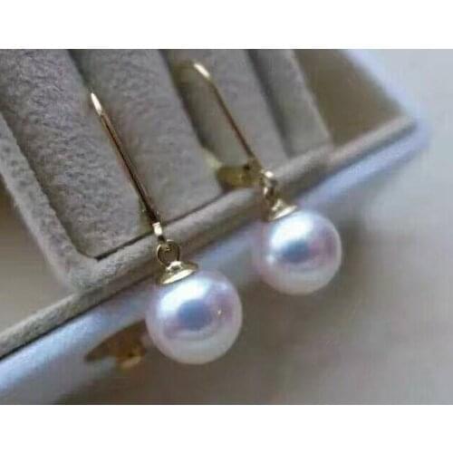 New pair of 10-11mm south sea round white pearl earring 14k