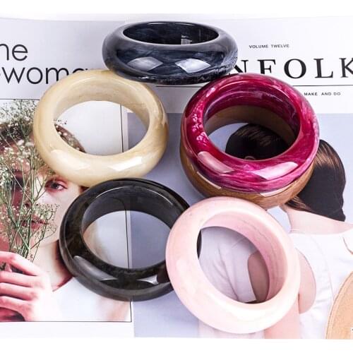 GuanLong 2021 New Widel Bangles For Women Indian Fashion Colorful Resin Acrylic Vintage Bangle Designer Charms Elegant Wholesale