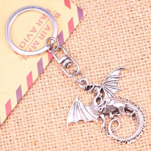 New Fashion Keychain 43*46 mm magical winged dragon mythology Pendants DIY Men Jewelry Car Key Chain Souvenir For Gift