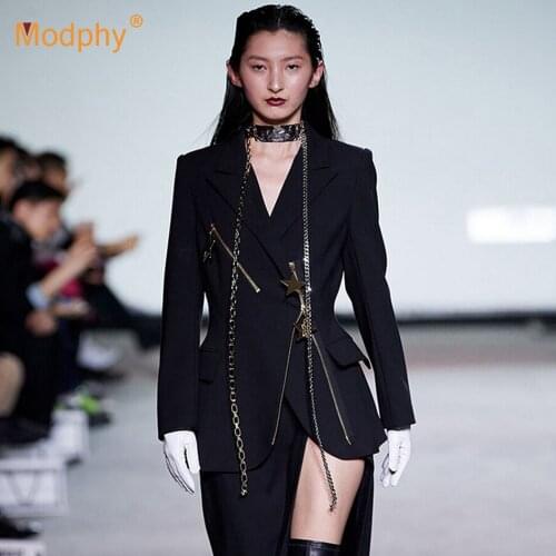 Fashion Womens Front Zipper Blazer Coat Female Long Sleeve Notched Collar Slim Coat Suit 2020 Spring Fashion Clothes Vestidos