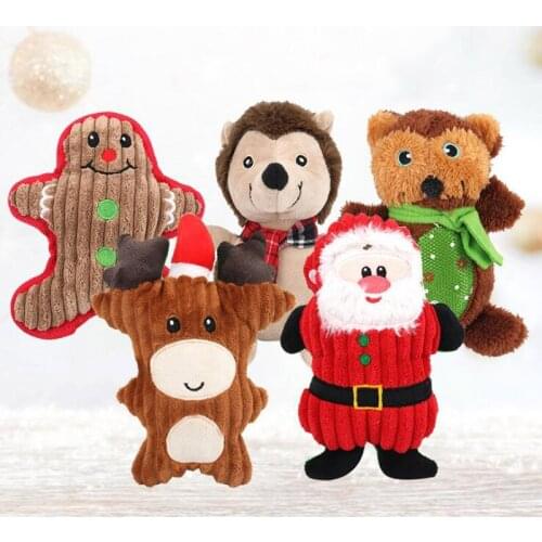 Xmas Snowman Dog Toys Cartoon Pet Toy Bite Resistant Gingerbread Man Dog Chew Puppy Cat Playing Toys Festival Gift For Pet